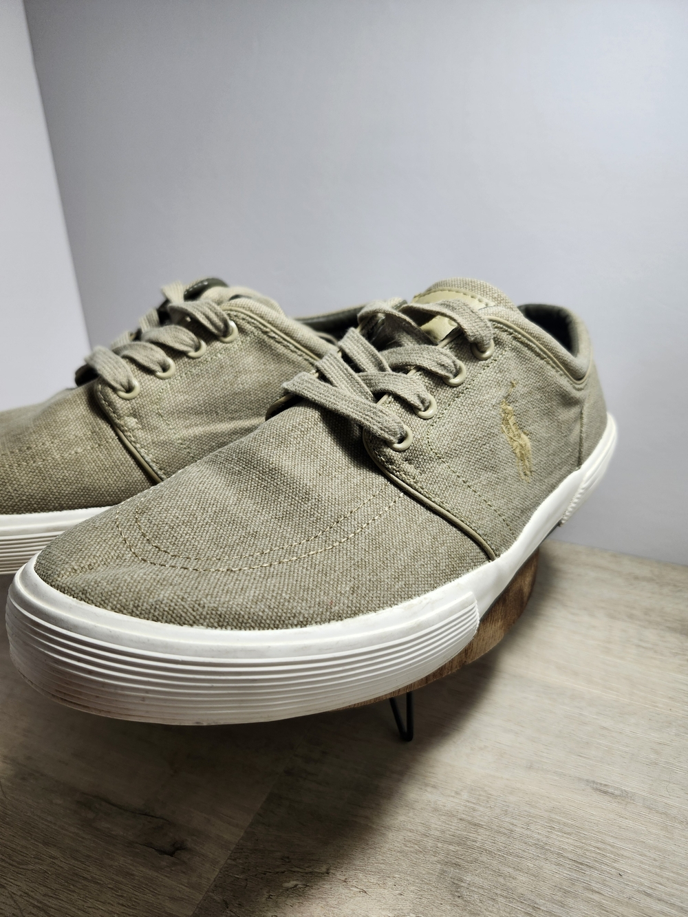 Polo by Ralph Lauren Olive Canvas Low-Top Sneaker with White Sole
